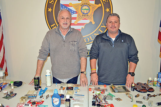 Operation: Street Smart Sgt. Michael Powell (left) and Capt. Shawn Bain shared their “street smarts” Times photo/Dan Robinson regarding drug and alcohol abuse with about 80 area educators, counselors and community leaders during a session Monday at the Jacob Parrott Safety Center.