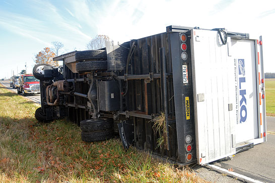 Flipped truck