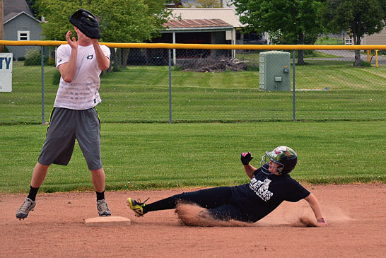 Sliding safe at second